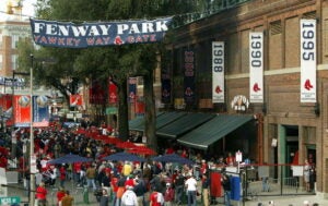 Fans arrive at Fenway Park