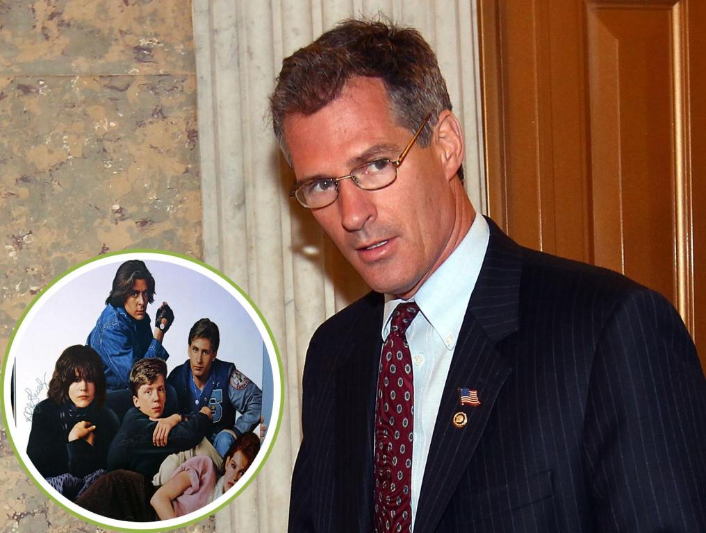 Scott Brown with poster of the breakfast club