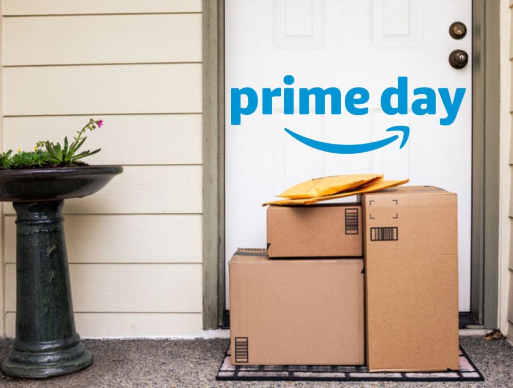 boxes in front of door, amazon prime day