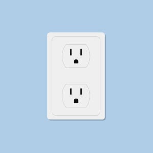 Power socket isolated on blue background