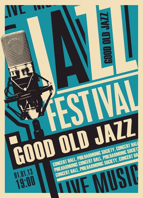 poster for jazz festival or live music concert with a microphone