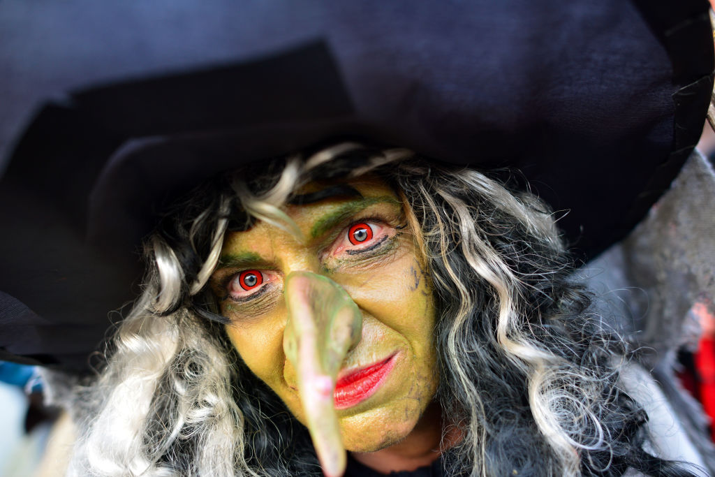 witch with green face and long nose
