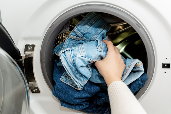 washing machine with jeans inside
