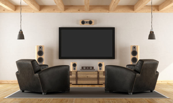 home theater system with couches