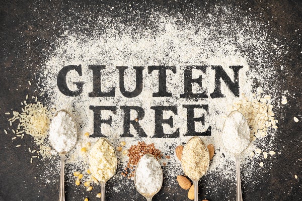 gluten free sign written in flour