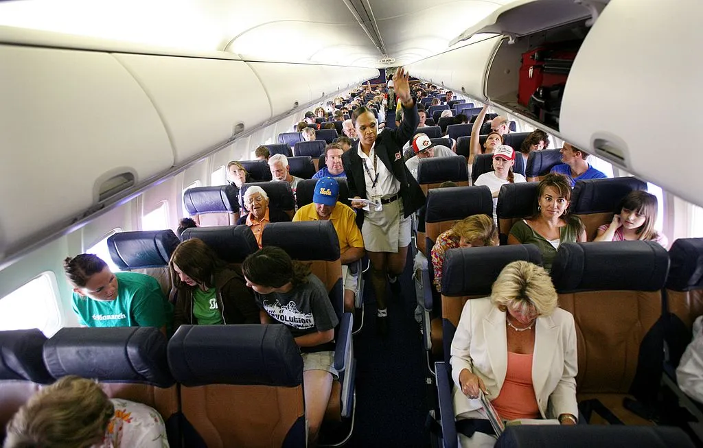 southwest passengers inside of a plane