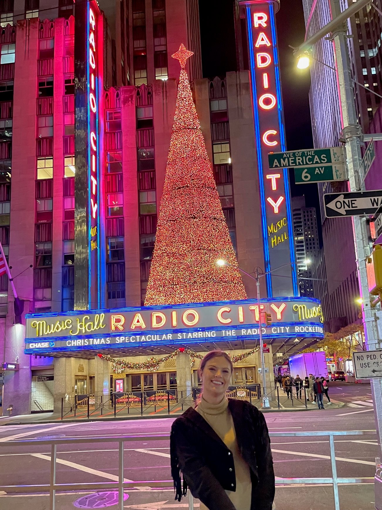 ayla brown in front of radio city music hall in NYC
