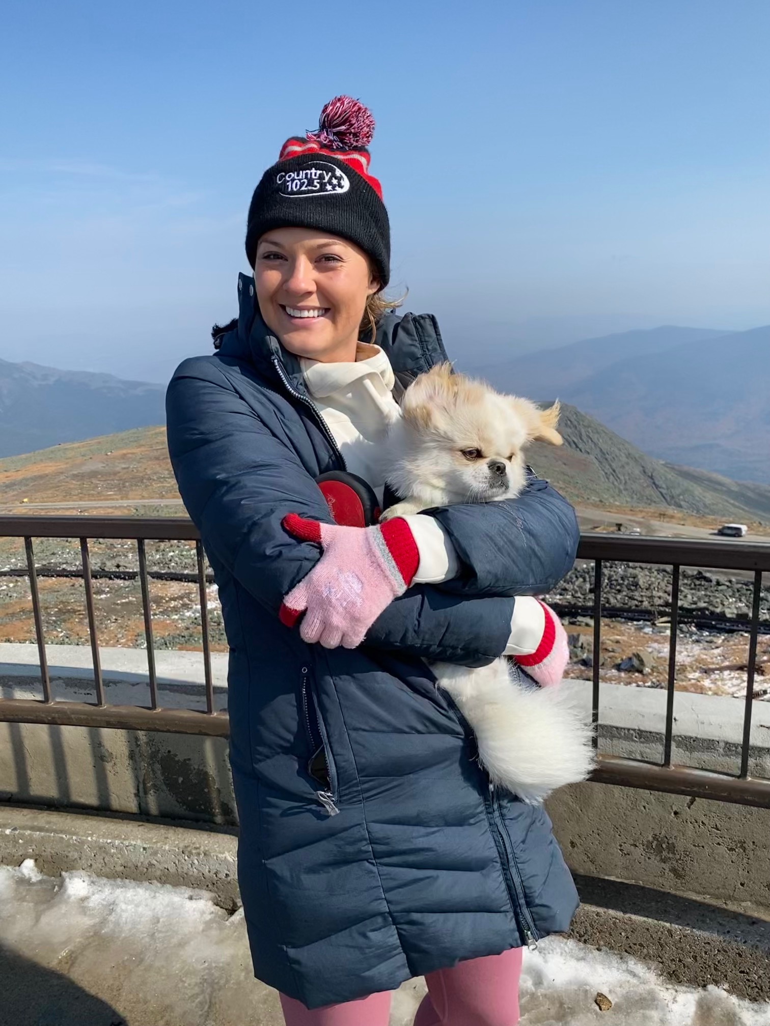 Ayla Brown and Brate at the top of Mount Washington