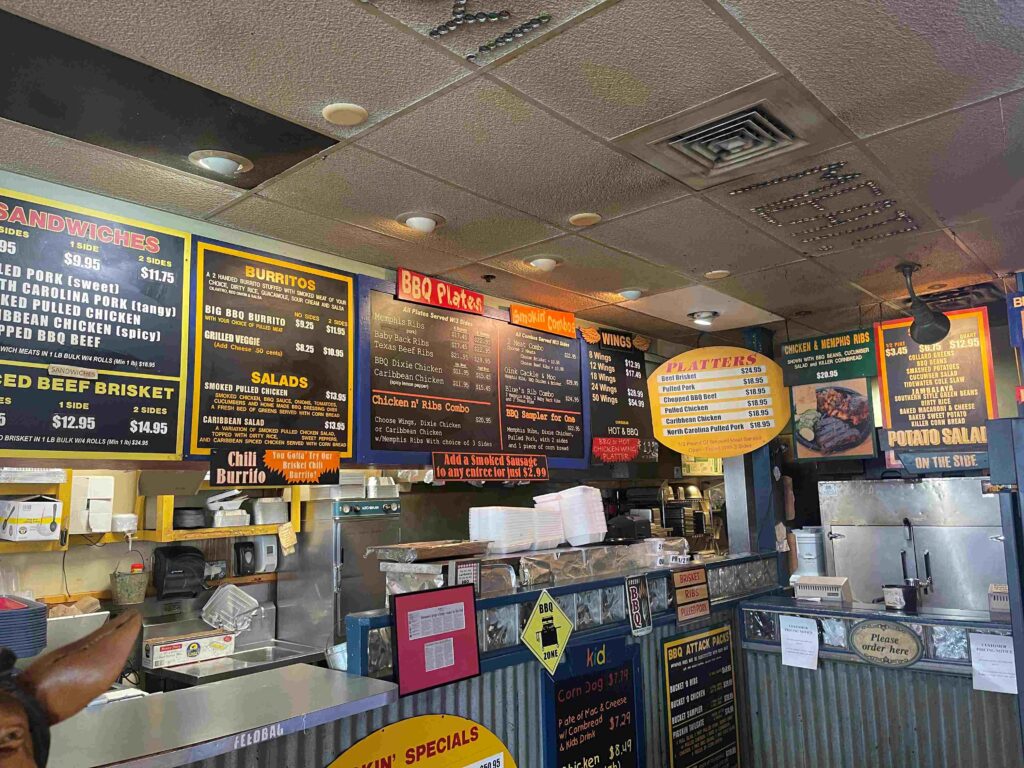 picture of the menu at Tennessee's Real BBQ Real fast