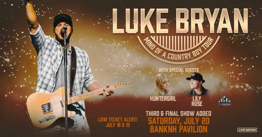 Luke Bryan 2024 tour artwork. Third night added on July 20th